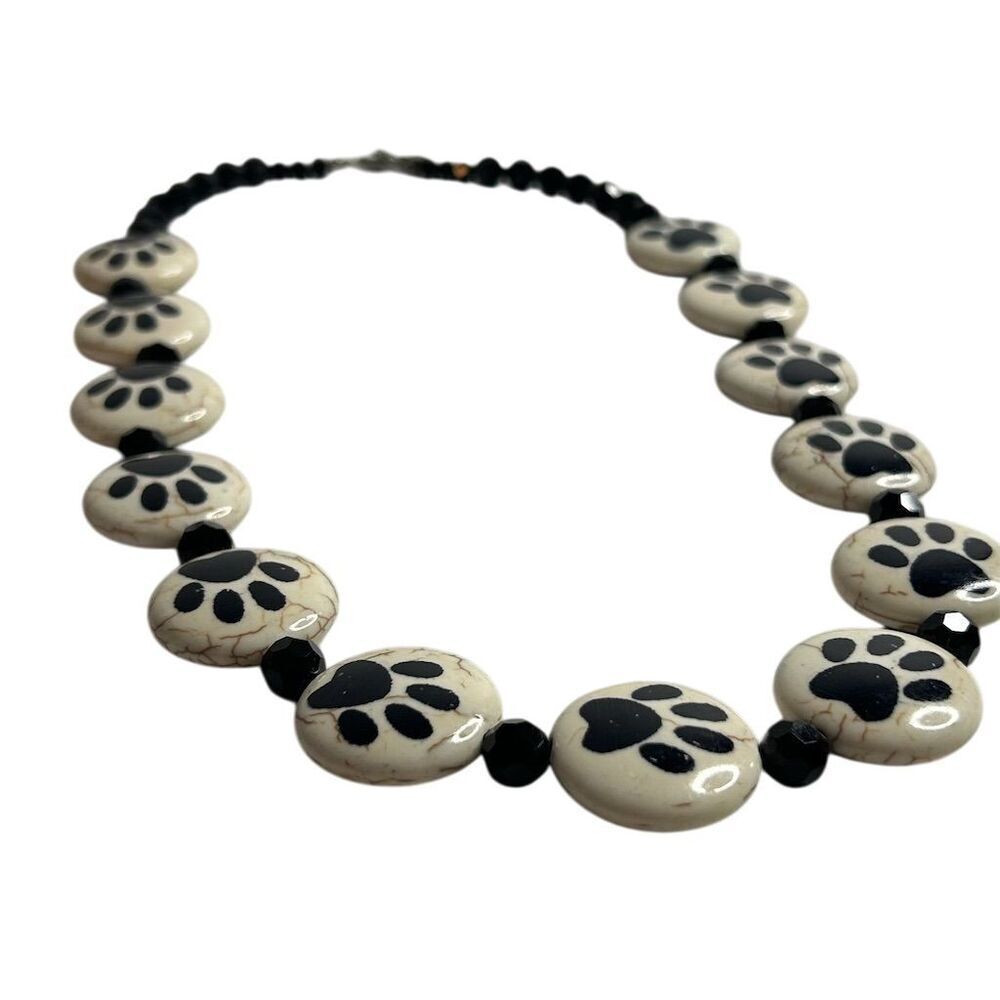 Multicolor Adjustable Paw Print Statement Necklace Animal Theme